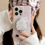 Shopmocho Cute Cartoon Rabbit Quicksand for Magsafe Griptok Holder Phone Finger Ring Stand Support for IPhone 15 Girl Bracket