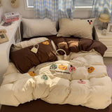 SHOPMOCHO Brown Stripe Bedding Comforter Set Pillowcase bed sheet Single Full Size Bed Linen Duvet Cover Set Queen/King Double Single Bed