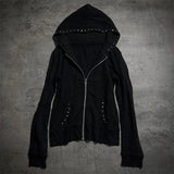 Shopmocho Streetwear Y2K Zip up hoodie Grunge Goth Aesthetics Graphic Print Retro Punk Clothes Oversized Hip Hop Zipper Hoodie sweatshirt