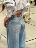 SHOPMOCHO Gradient Spring 2025 Blue Jeans Women Y2K Vintage High Waisted Jeans Straight Streetwear Loose Large Wide Leg Denim Pants