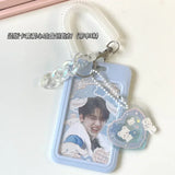 Shopmocho ABS Slide Kpop Photo Card Holder Anti-lost Keychain 3 Inch INS White Idol Protective Case Bag Bus Cards Sleeves Supplies