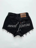 SHOPMOCHO Y2K Baggy Denim Jorts White Tribal Embroidery Wide Leg Jean Shorts Gothic Hip Hop Streetwear