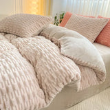 Shopmocho New Rabbit Velvet Milk Single Product Quilt Cover Thickened Warm Solid Duvet  Bedding for Double Use in Autumn/ Winter  220x240