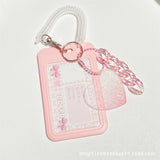 Shopmocho High-looking Glitter Powder Love Cloud Gradient Gu Card Keychain Bus Card Student ID Card Holder