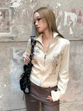SHOPMOCHO 2026 Spring Knitted Top Women Turn Down Collar Zipper Vintage Jacket Y2k Aesthetic Casual Cardigan Femme Harajuku  Mujer