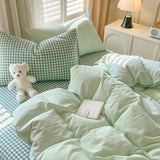 SHOPMOCHO 2026 New Lattice Duvet Cover Set with Sheet Pillowcases No Filling Warm Bed Linen Twin Full Queen Size Grid Home Bedding Set