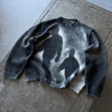 SHOPMOCHOHigh Street Gradient Abstract Artistic Portrait Pattern Loose Knit Pullover European Punk Gothic Round Neck Long Sleeve Sweater