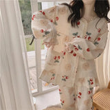 SHOPMOCHO 2026 Princess Style Women's Plus Size Student Nightwear Ladies Sweet Breathable Crew Neck Sleepwear Loungewear