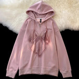 Shopmocho Slimming Effect Oversize Hoodie Women's Loose Fit Printed Bubble Jacket Student Open Cardigan Outerwear Polyester Fiber