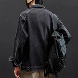 Shopmocho Loose Casual Men's Denim Jacket Trendy Hong Kong Style Splicing Workwear Spring Autumn Popular Individuality