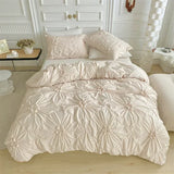 SHOPMOCHO High Quality Three-dimensional Twist Flowers Bedding Set Queen Pinch Pleated Crafts Duvet Cover Set Double Blanket Cover Sets
