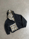SHOPMOCHO Korean Yellow Plaid Double-Sided Zipper Black Sweatshirt Hoodie Men And Women American Retro Fashion Casual Loose Jacket