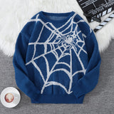 SHOPMOCHO New Popular Autumn and Winter Spider Web Jacquard Pattern Pullover Sweater Casual Round Neck Knitted Men's Pullover