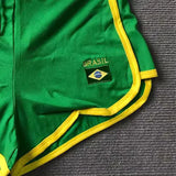 Shopmocho 2025 Summer New Women Fashion Green Shorts Brazil Pattern Embroidery Beach Shorts Drawstring Elastic Waist plus size shorts