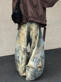 Shopmocho American Street Destruction Style Embroidered Denim Pants Oversized Retro Wash Personality Fashion Loose Casual Wide Leg Jeans