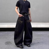 SHOPMOCHO 2025 Summer New Men's Y2k Pocket Decoration Jeans Harajuku Retro Fashion Trend Street Hip-Hop Casual Loose Niche Men's Bottoms