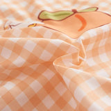 SHOPMOCHO 3pcs Soft Fruit Print Bedding Sets Kawaii Peach Strawberry Pillow Case Duvet Cover Queen and King Size Bedding Sets For Bedroom