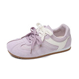 SHOPMOCHO Women's Casual Shoes Suede Leather Training Shoes for Women 2026 Patchwork Retro Sneakers Ladies Casual Flat Heels Walking Shoes