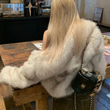 SHOPMOCHO2025 Luxury Brand Autumn Winter Fur Coat Women Short Lazy Wind Fox Fur Jacket Cropped Fluffy Casaco De Pele Feminino