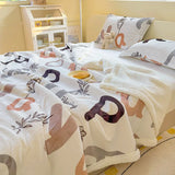 SHOPMOCHO Winter Cartoon Printed Lamb Wool Blanket Thick and Warm Coral Fleece Blanket for Office Napping Fluffy Soft Plush Bedspread