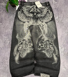 SHOPMOCHO Y2K High Street Dark Fashion Gothic Unisex Jeans American Harajuku Baggy Straight Pants Hip Hop Rock Trend Wide Pants