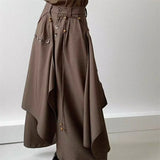 Shopmocho 2025 Autumn New Fashion Button Irregular Skirt Pants and Wide Leg Pants Female Loose Casual All-Match Trousers Ladies Pants