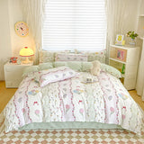 Shopmocho Tulip Flower Duvet Cover Set Single Queen Size Botanical Floral Bedding Set Soft Reversible Comforter Cover with 2 Pillowcases