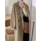 Shopmocho Women's Woolen Coat Hot Sale Of The Season Mid-Length Autumn Winter Thickened Loose Fit Hepburn Style Small Size Elegant Outerwe