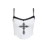 Shopmocho 2025 New Women Summer sexy Y2K hot girl slim fit tank top, European and American street style printed lace top for women
