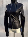 SHOPMOCHO Black Slim Long Sleeve Hot Girl Leather Jacket Women Darkly Gothic Zipper Thin Skinny Coat Female Hepburn Y2k Vintage Clothes