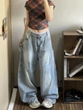 SHOPMOCHO Letter Printing Women Wide Leg Jeans Y2K High Waist Streetwear Baggy Denim Trousers Bf American Hip Hop Grunge Jeans New