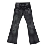 SHOPMOCHO Y2K Retro Distressed Flare Jeans Women High Waist Vintage Washed Denim Bell Bottom Pants Harajuku Streetwear Casual Trousers