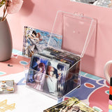 Shopmocho Kpop Photocard Storage Box Transparent Acrylic Photo Card Organizer Compartment Flip Box Card Case Protector Container Korean