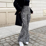Shopmocho 2025 Summer Zebra Print Wide Leg Pants Y2K Trousers Sexy High Waist Women New Fashion Casual Female Stripe Streetwear 16395