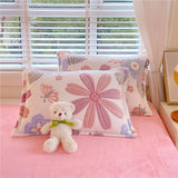 SHOPMOCHO 2pcs Fluffy Plush Pillowcase for Winter Warm Soft Coral Fleece Pillowcase Cover 48x74cm Cartoon Kids Pillow Sham Cushion Cover
