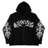 SHOPMOCHO Y2K retro autumn hoodies for men and women printed personalized patterns street style street hooded cardigan long sleeves