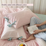 SHOPMOCHO Double Sided Stripes Bow Pillow Cases 48x74cm Soft Comfortable Covers Cotton Pillow Cover Pillow Sham Beds Home Decoration gifts