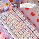 SHOPMOCHO Cat Keycaps Cute Keycap Set of Keys PBT Key Cap Gift EAO Sublimation Mechanical Keyboard Cap 2.25 U 2.75U for Alice