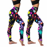 Shopmocho 2Pack Stretchy Women's Colorful Printing Leggings Elastic Tight Cropped Pants