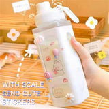 Shopmocho 700ml/900ml Kawaii Shaker Water Bottle With Straw Sticker Cute BPA Free Plastic Tea Milk Portable Gourde Drink Bottle For Girl