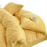 Shopmocho 1Pcs 2025 new tower hibiscus milk fleece quilt cover autumn and winter thickened warm solid color quilt cover, no pillowcase