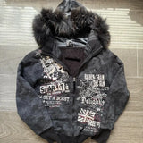 SHOPMOCHO American Fashion New Skull Print Hoodie Women Y2K Vintage Rock Hip Hop Gothic Popular Casual Joker Plus Velvet Padded Sweater
