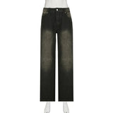 Shopmocho Low Waist Jeans for Women Goth Y2k Style Baggy Jeans Punk New Jeans Wide Leg Denim Pants Kpop Casual Loose Streetwear