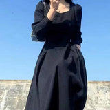 Shopmocho Early Autumn Long Dress Elegant French Hepburn Style Slimming Black Long Sleeve Women's Dress New Hot Sale Of The Season Fashion