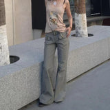 SHOPMOCHO Retro New Belt Design Pocket Gray Women Work Pants Fashionable High Street Harajuku Loose Straight Leg Floor Pants