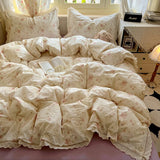 Shopmocho A 3-piece set of hollowed-out lace duvet covers, bedding including (1 duvet cover +2 pillowcases) without cores, comfortable