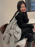 SHOPMOCHO Women Bag Nylon High-Capacity Fashion Casual Backpack Bow Drawstring Shoulder Bag Handbag All-match