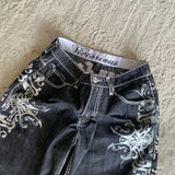 SHOPMOCHONew Streetwear American Denim Shorts Mens Womens Hip Hop Embroidery Printed Loose Shorts Gothic Retro Casual Basketball Shorts