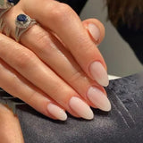 SHOPMOCHO 24Pcs Mid-length Almond Ballet False Nails Simple Cat Eye Design Press on Fake Nail Wearable Full Cover Nail Tips Manicure Tools