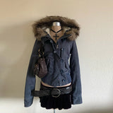 SHOPMOCHO Autumn And Winter New Fashion Casual Fur Collar Jacket Female Y2K High Street Popular Padded Velvet Cotton-padded Jacket Coat